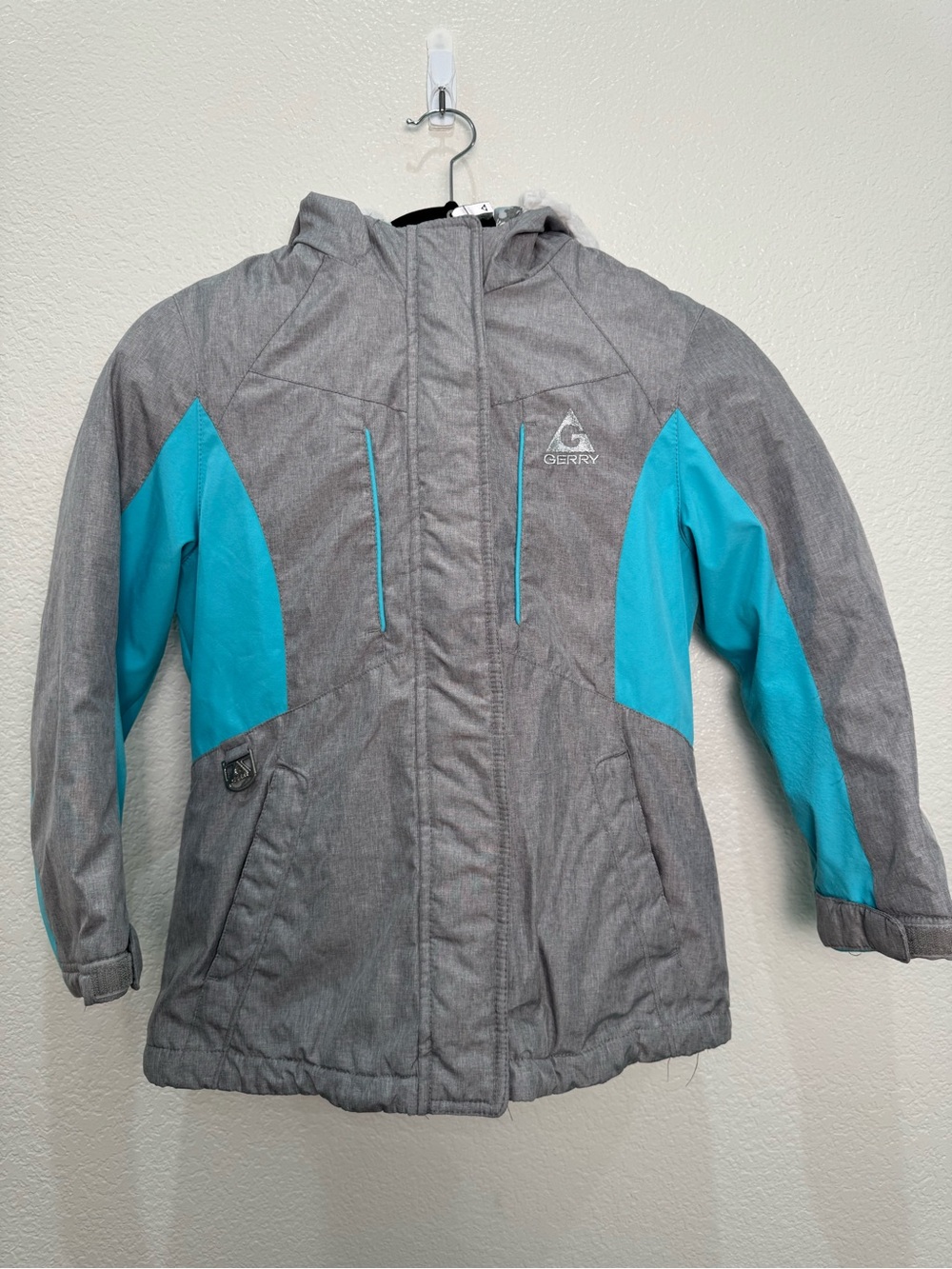Gerry Girls S 7/8 Gray Teal Insulated Ski Snow Winter Jacket Hooded